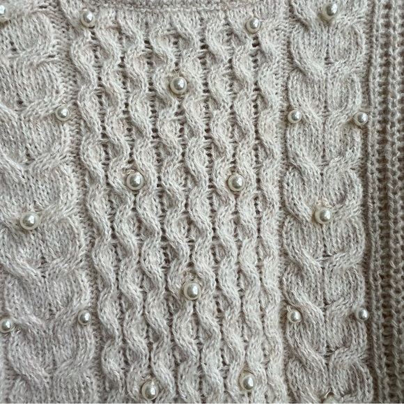 Abercrombie & fitch wool alpaca blend pearl embellished sweater Cable Knit XS - Picture 7 of 12